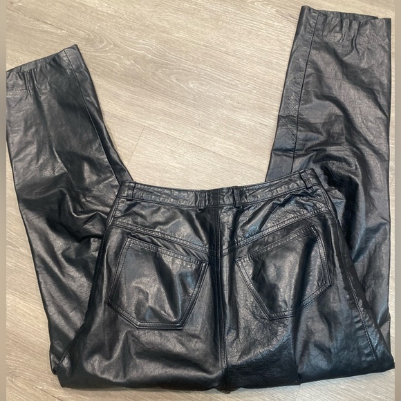 Cache Vintage Genuine Leather Black Pants size 10 - Picture 6 of 7